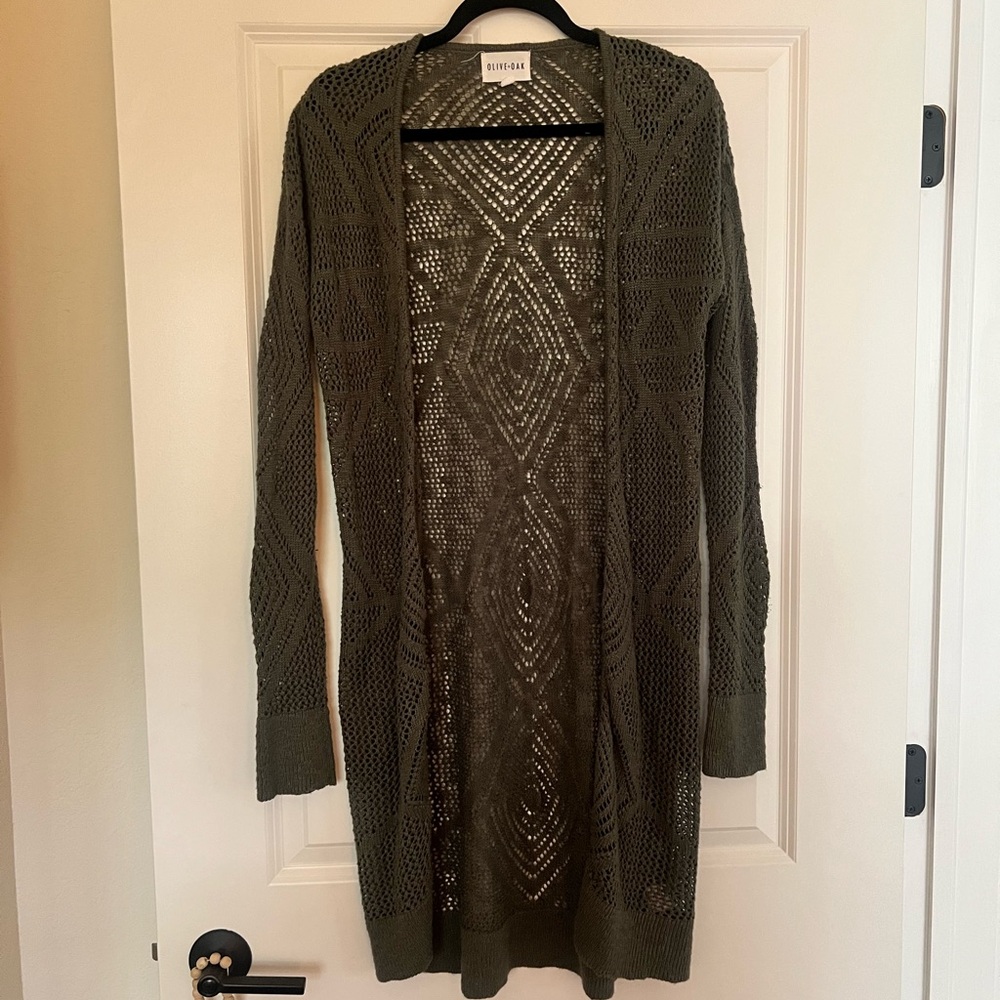 Olive + Oak Open Knit Cardigan Sweater